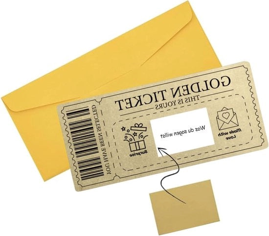 Tre biglietti da cinema gratuiti con codice da ritirare in un negozio, biglietto d'oro per il cinema, regalo per donne, idea regalo con adesivi da personalizzare