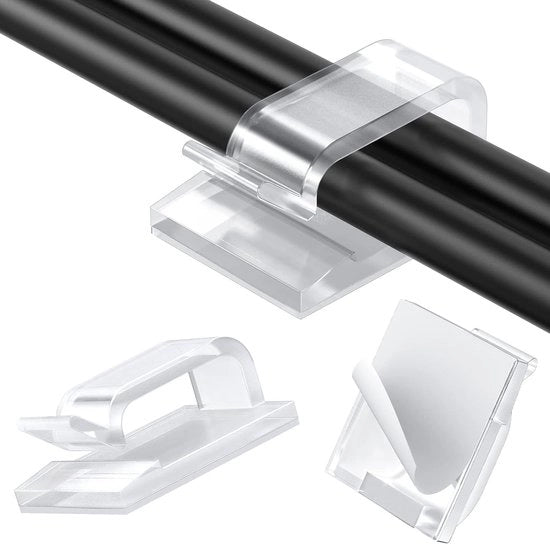 Set di 110 clip per cavi, supporto per cavi con forti adesivi autoadesivi, set di clip per cavi per il tavolo, gestione dei cavi per i cavi di alimentazione, cavo di ricarica USB, cavi per illuminazione e cavi audio, grande