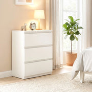 Comò con 3 cassetti senza maniglie e finitura opaca per camera da letto, bianco, 75 × 55 × 34 cm