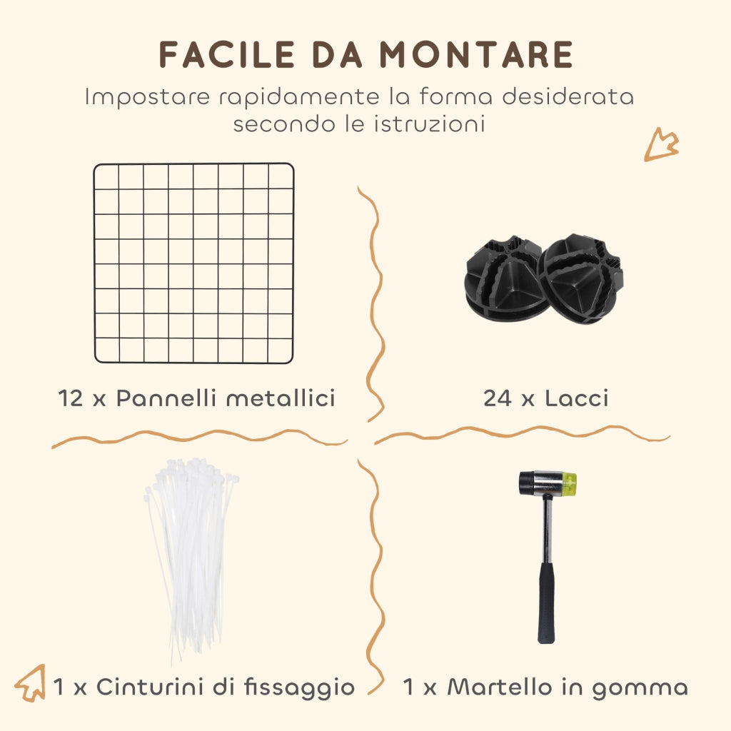 Recinto per Animali Modulabile con Pannelli ¨C zephmum ¨C Nero, Metallo, 106x73x36 cm
