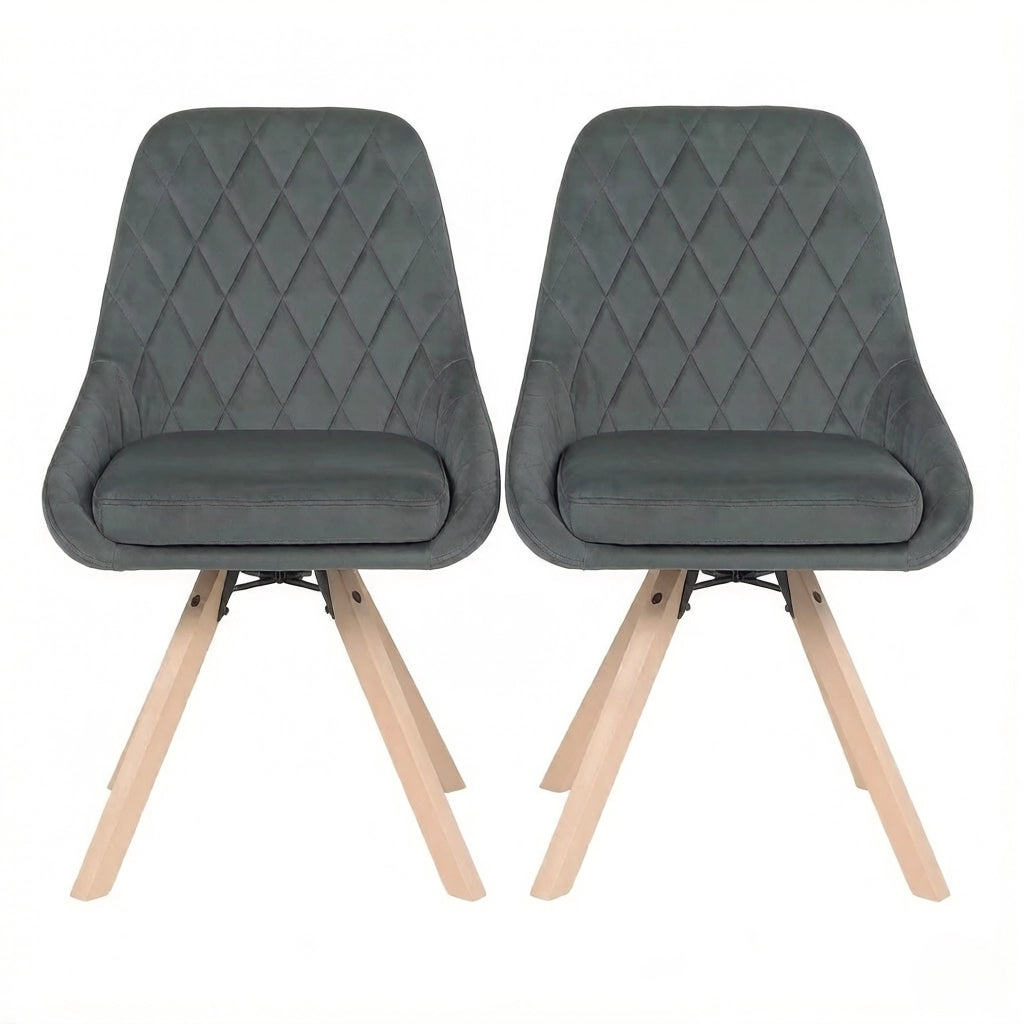 SEDIA GIREVOLE 360° 41x40x84 cm Velluto Grigio Scuro Set da 2 pezzi