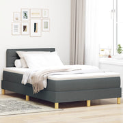 Letto a Molle con Materasso & LED Grigio Scuro 120x190 cm Tessuto