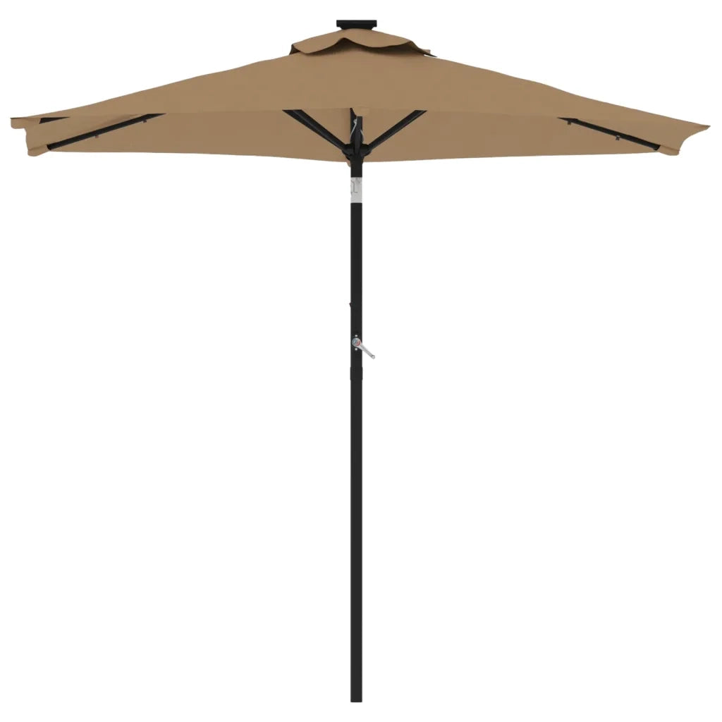 Ombrellone Giardino con LED Palo Acciaio Tortora 225x225x212 cm 4005069