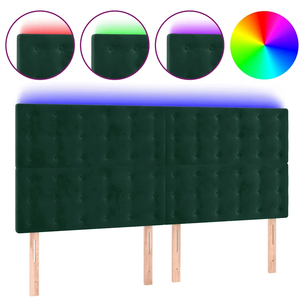 Testiera a LED Verde Scuro 180x5x118/128cm in Vellutocod mxl 121743