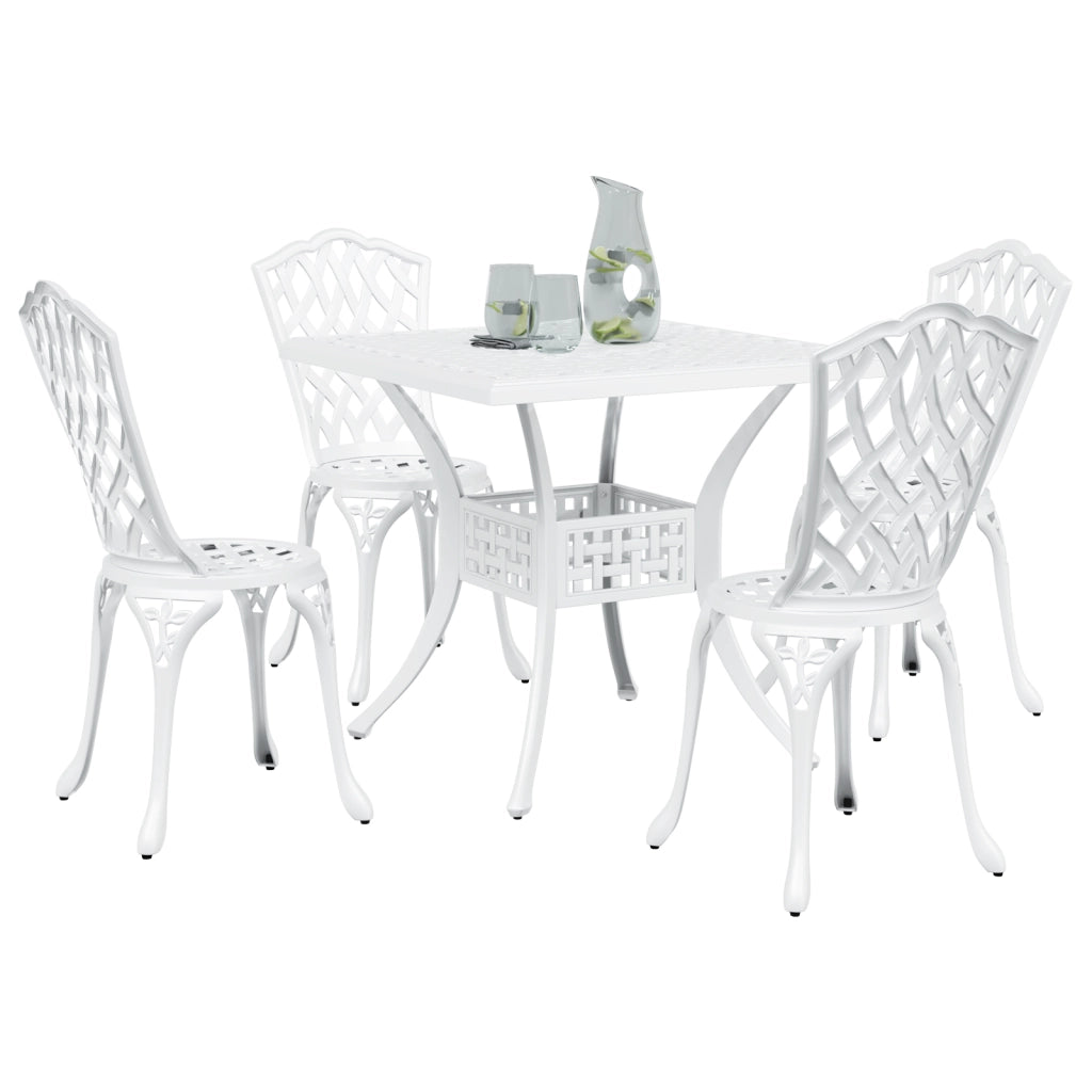 Set da Pranzo da Giardino 5 Pezzi  in Alluminio Bianco