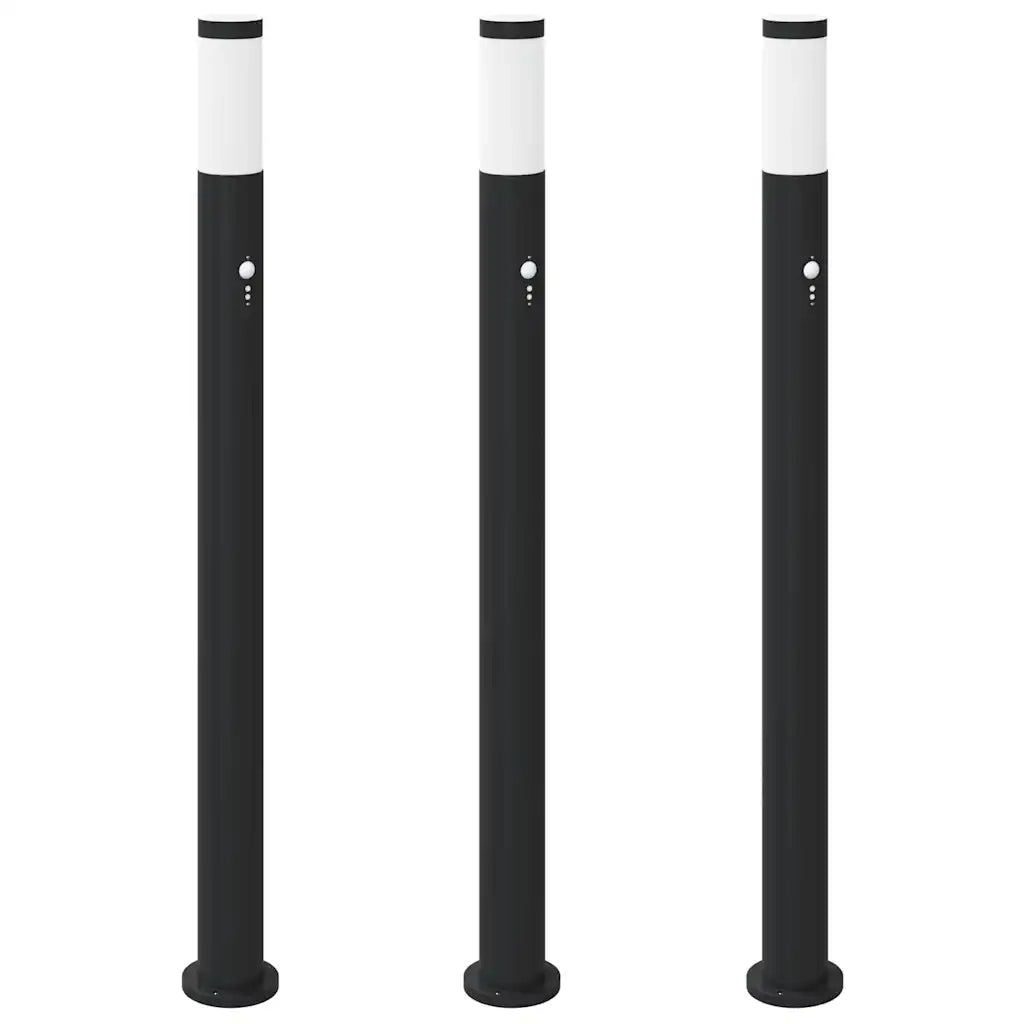 Lampioni a paletto con sensore 3 pz 110 cm Acciaio Inox IP44 4006034