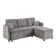 Divano angolare 3 posti - con area relax e 2 cuscini - in chenille grigio