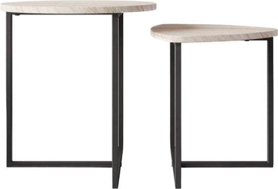 Set di Cucina Industriale da Salotto - Nero/Noce - Set Stilizzato da 2 Tavoli