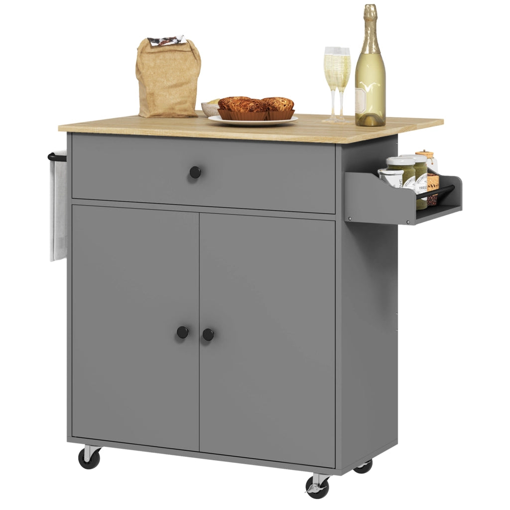Carrello cucina con ruote ¨C Xylo ¨C ripiani regolabili portaspezie portasciugamani grigio