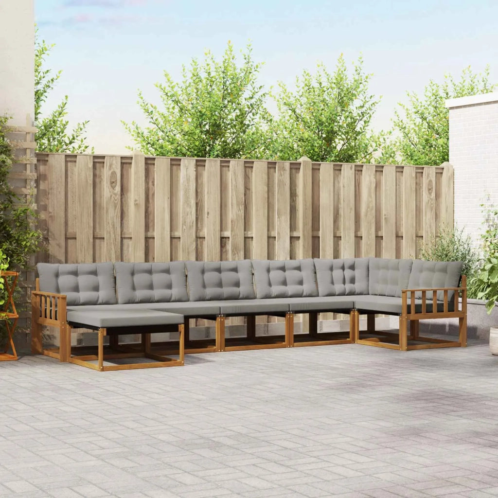 Set di divani da esterno 7 pcs Grigio Naturale e Chiaro