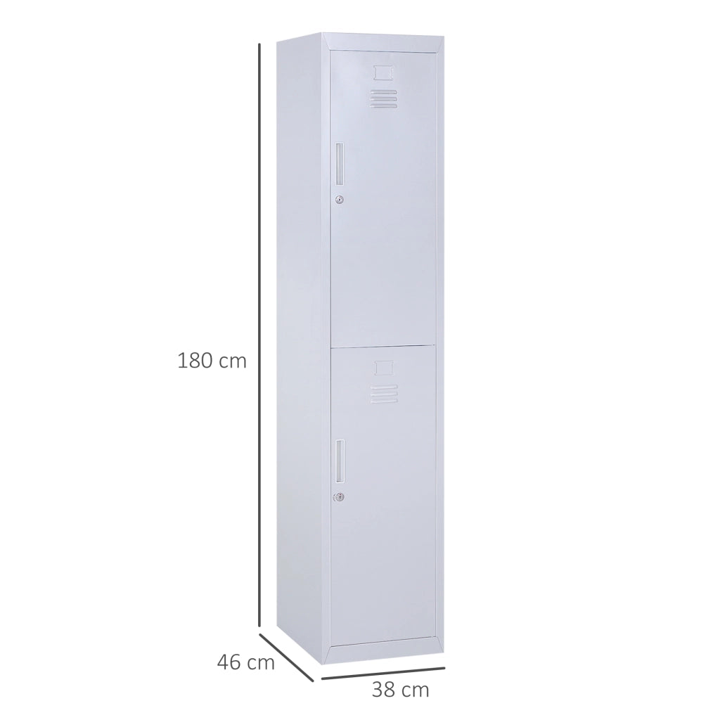 Armadio metallico a ante con 2 compartimenti ¨C zephmum ¨C 38x46x180 cm grigio