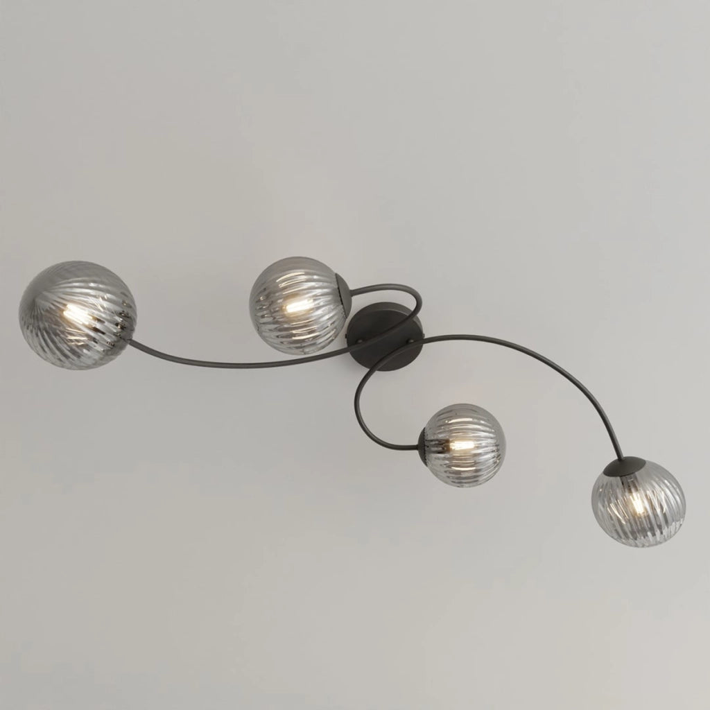 Lampada a sospensione Vibra in acciaio nero grafite e vetro