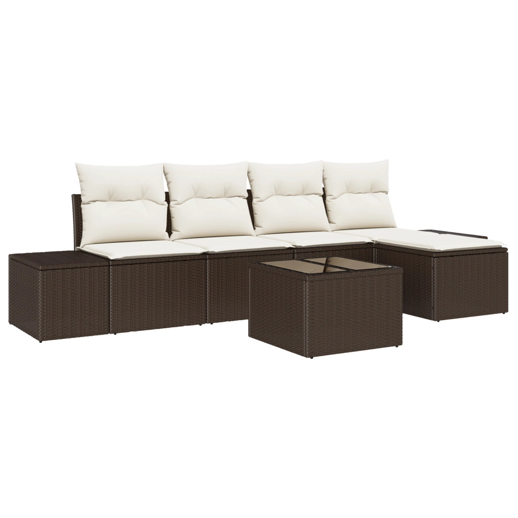 Set Divano da Giardino a 5 Pezzi con Cuscini Grigi in Rattan Polietilene