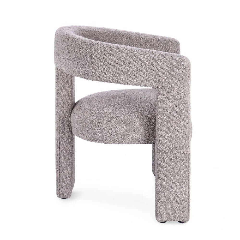 Sedia con Braccioli Imbottita in Tessuto Bouclé Avorio - ISABELLA