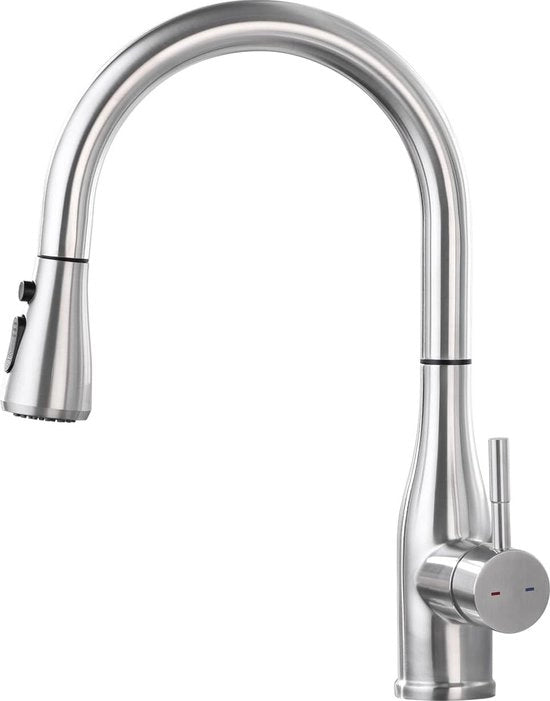 Wastafellore da cucina con asse da spruzzo Estensibile in acciaio inossidabile 3 posizioni Wastafellore da cucina estensibile 360° girevole Alta pressione singolo movimento Wastafellore da cucina