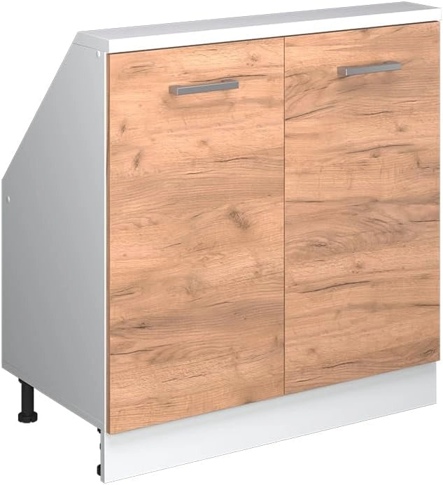 Mobile sottotetto Rion, Quercia dorata/bianco, con 2 porte