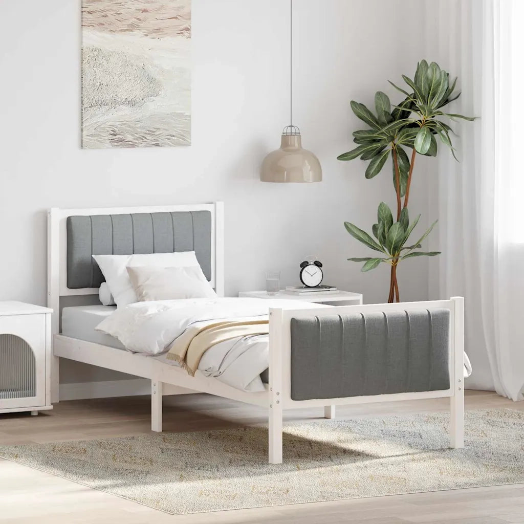 Struttura del Letto Bianco e grigio chiaro 75 x 190 cm