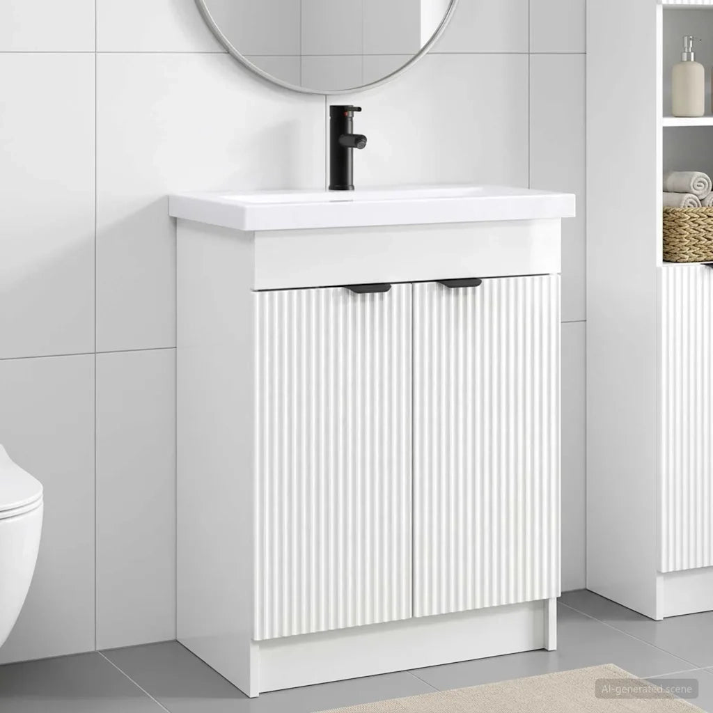 Set di mobili per il bagno Bianco Lucido 56 x 37,5 x 81 cm 3404148