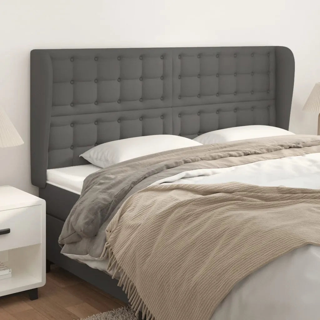 Testiera | Testata ad Orecchio Grigio 203x23x118/128cm in Similpelle