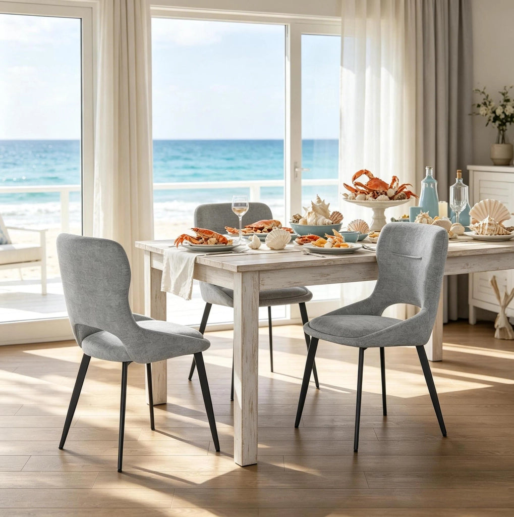 SEDIA da Pranzo Moderna 43x40x86 cm Grigia in Chenille Set da 2 pezzi