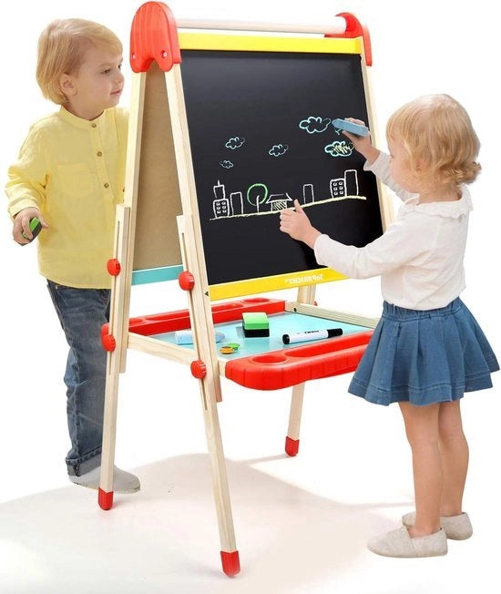 Esego per bambini da 2 a 8 anni - lavagna scuola e whiteboard a doppia faccia - cavalletto regolabile con contenitore di stoccaggio