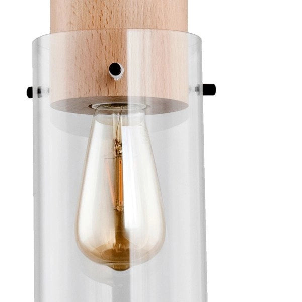 Lampada a sospensione Alfa Tantum legno vetro E27 1luce