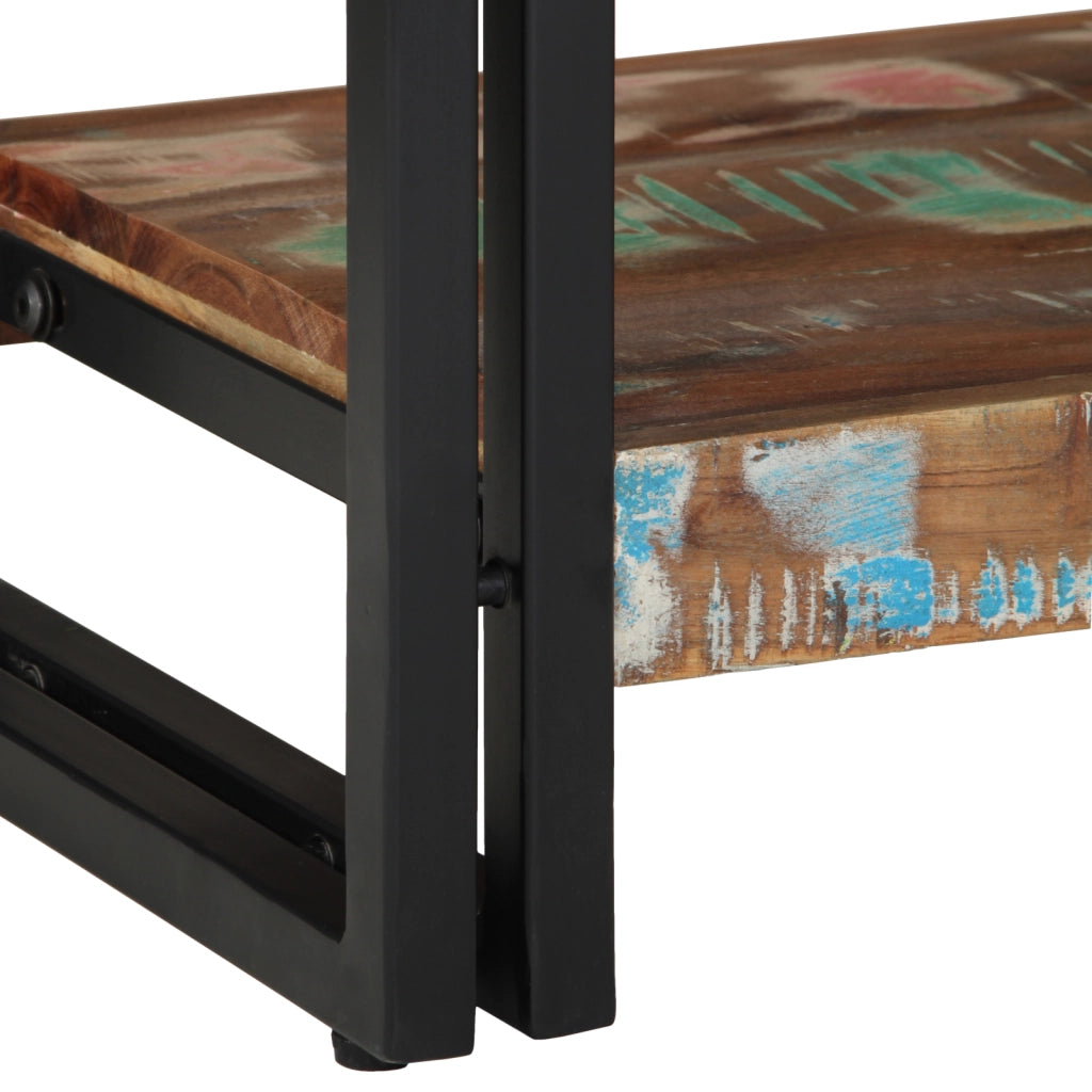 Tavolo Consolle Multicolore in Legno Recuperato e Metallo