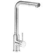 Rubinetto da cucina girevole ed estraibile in acciaio inossidabile argento con aeratore, tubo flessibile a molla, finitura nichel, design moderno