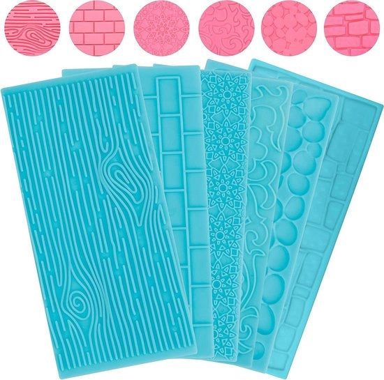 Set di stampi in plastica per decorare dolci, torte e gelati - 3D set di rilievo (6 pezzi)
