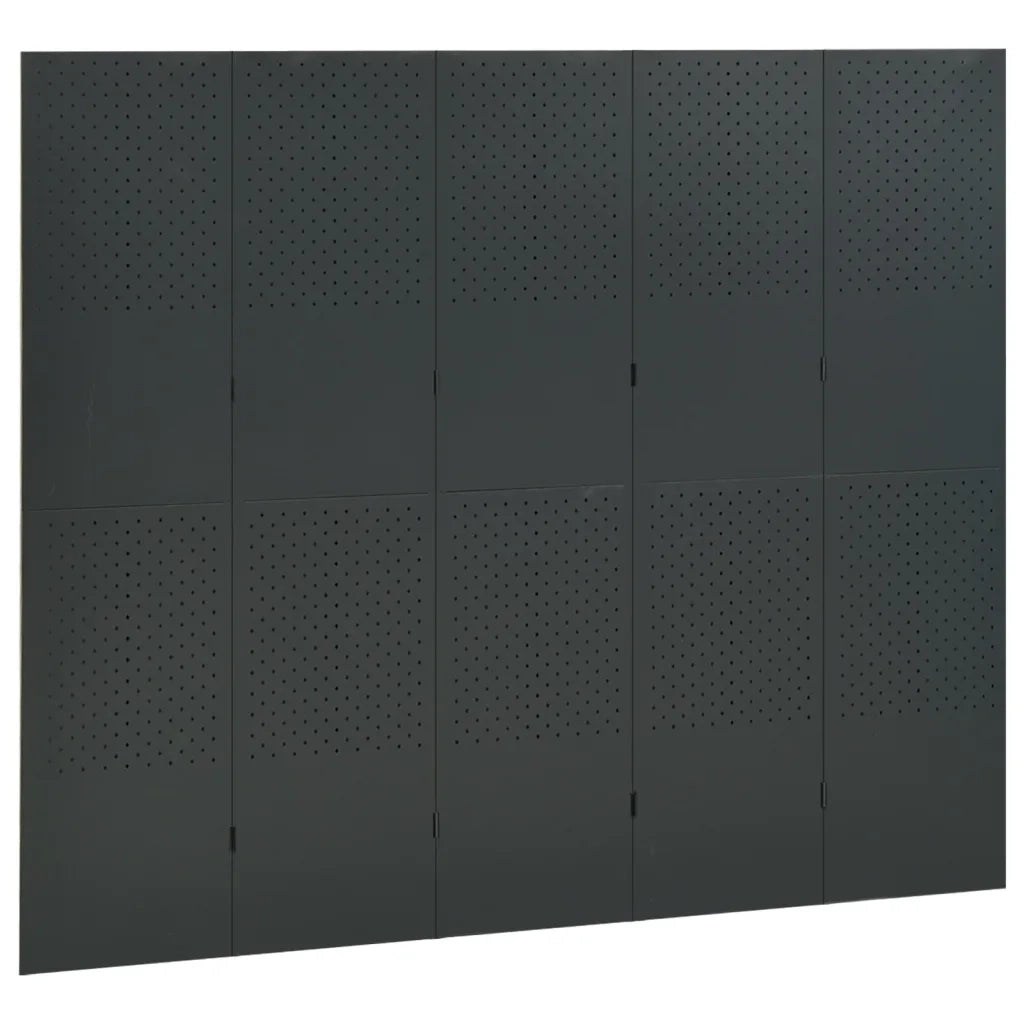 Paravento a 5 Pannelli Antracite 200x180 cm in Acciaio cod mxl 60930