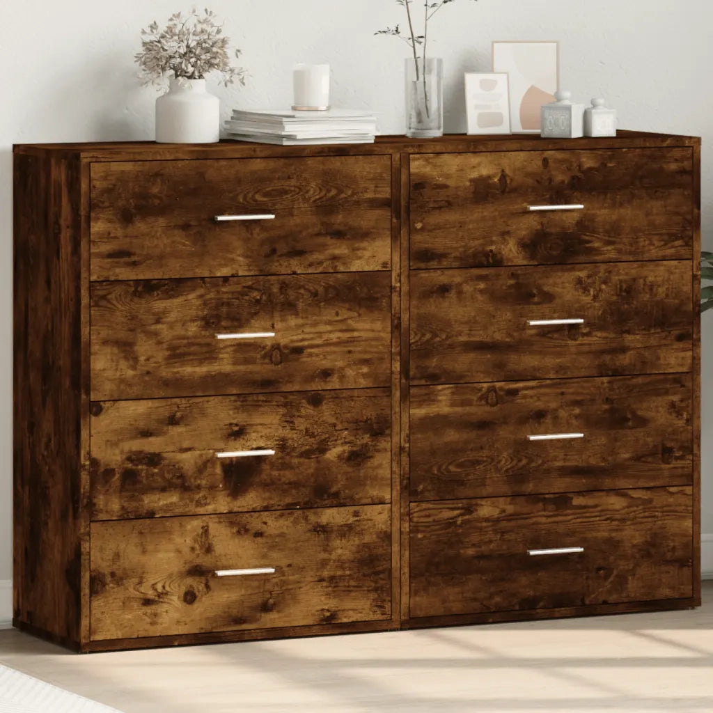 Credenze 2 pz | Madia | Buffet da pranzo | Armadio da pranzo Rovere Fumo 60x31x84 cm in Legno Multistrato