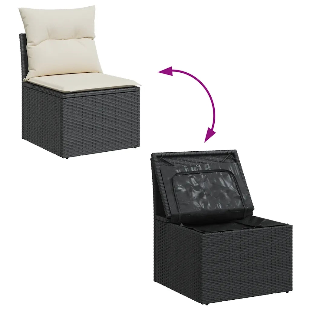 Sedia da Giardino Senza Braccioli con Cuscini Nera Polyrattan CFW5894634