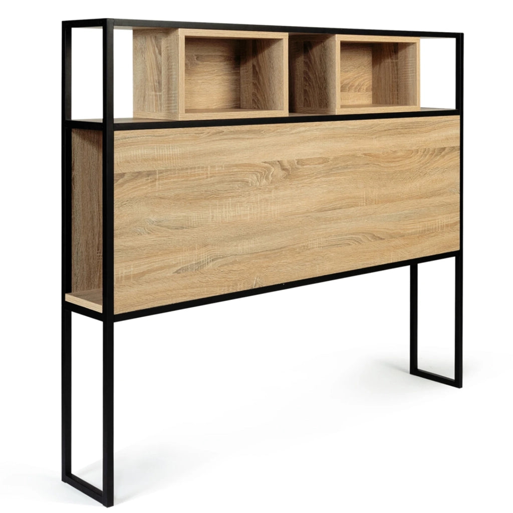 IDMarket - Testiera 145 cm design industriale legno e metallo nero DETROIT