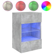 Mobile TV a Parete | Armadietto TV | Mobile Porta TV con Luci LED Grigio Cemento 40x30x60,5 cm
