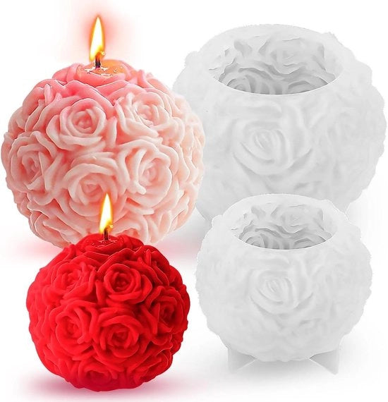 Siliconi per modellare fiori di rosa in cera 3D - 2 pezzi - Forme per candele DIY - Modelli per candele profumate - Forme creative per decorazioni - Idee regalo