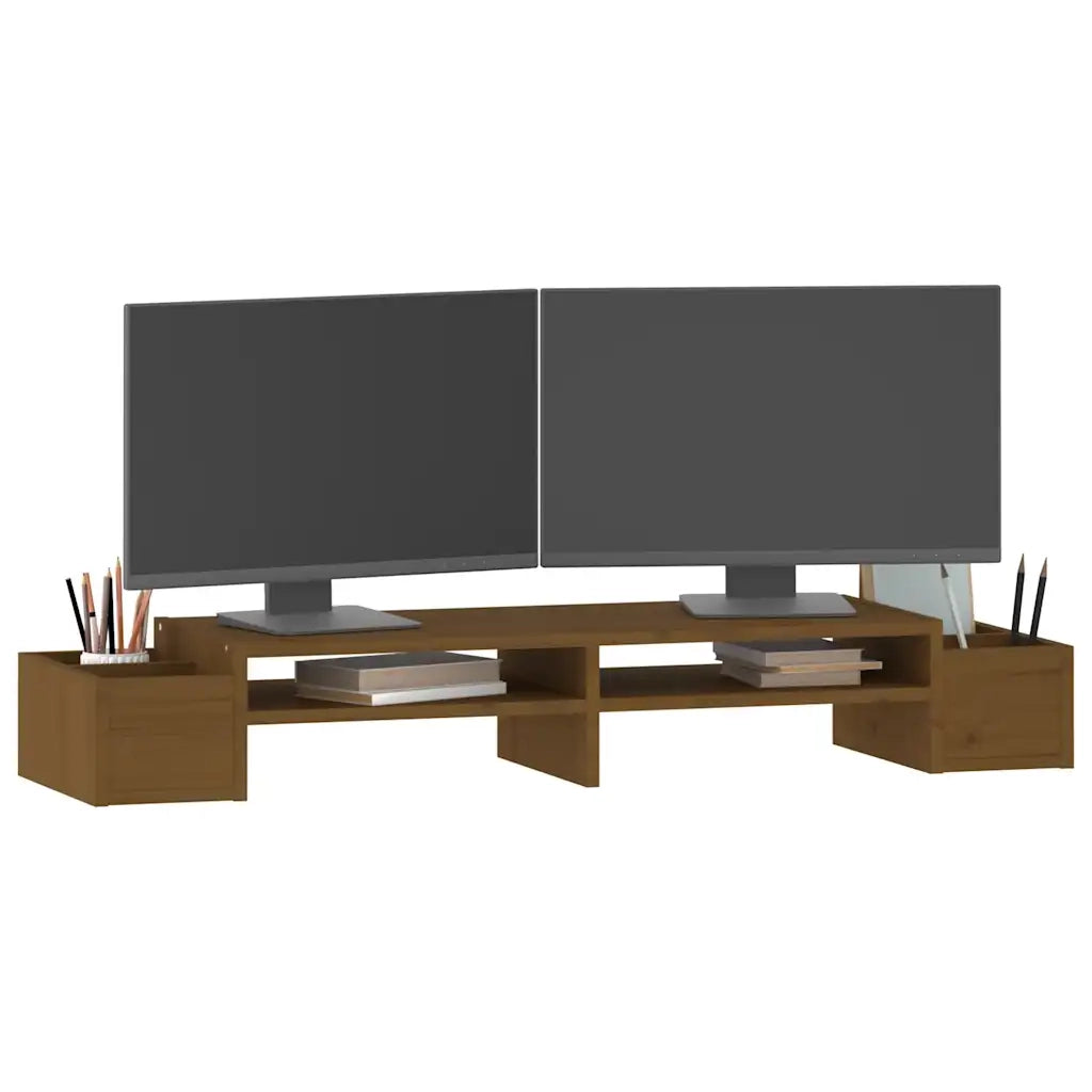Supporto per Monitor ambra 100x27,5x15cm Legno Massello di Pino 813972