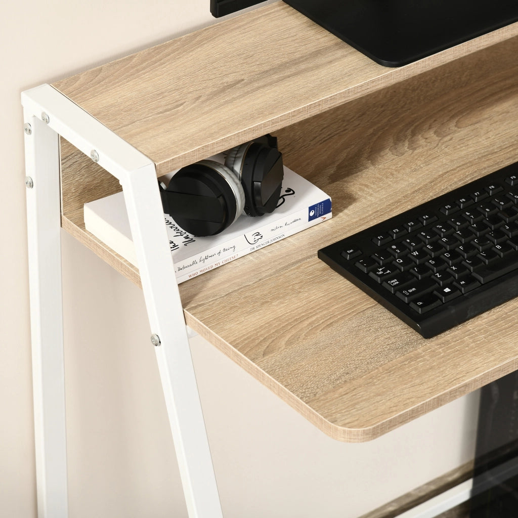 Scrivania per Computer ¨C Xylo ¨C Legno Rovere Chiaro e Bianco 84x45x85