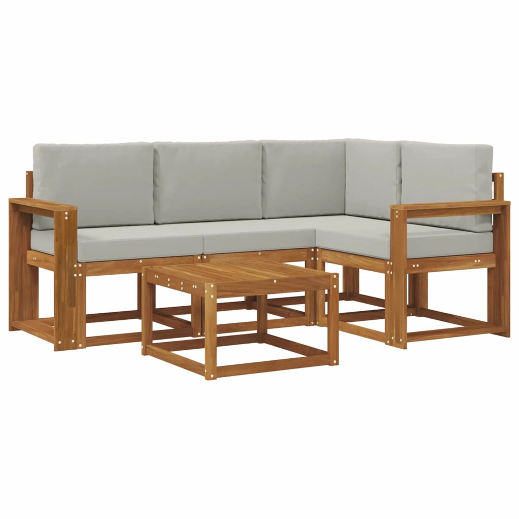 Set di divani da esterno 5 pcs Grigio Naturale e Chiaro