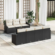 Set di divani con cuscino 8 pcs Nero e Crema polyrattan
