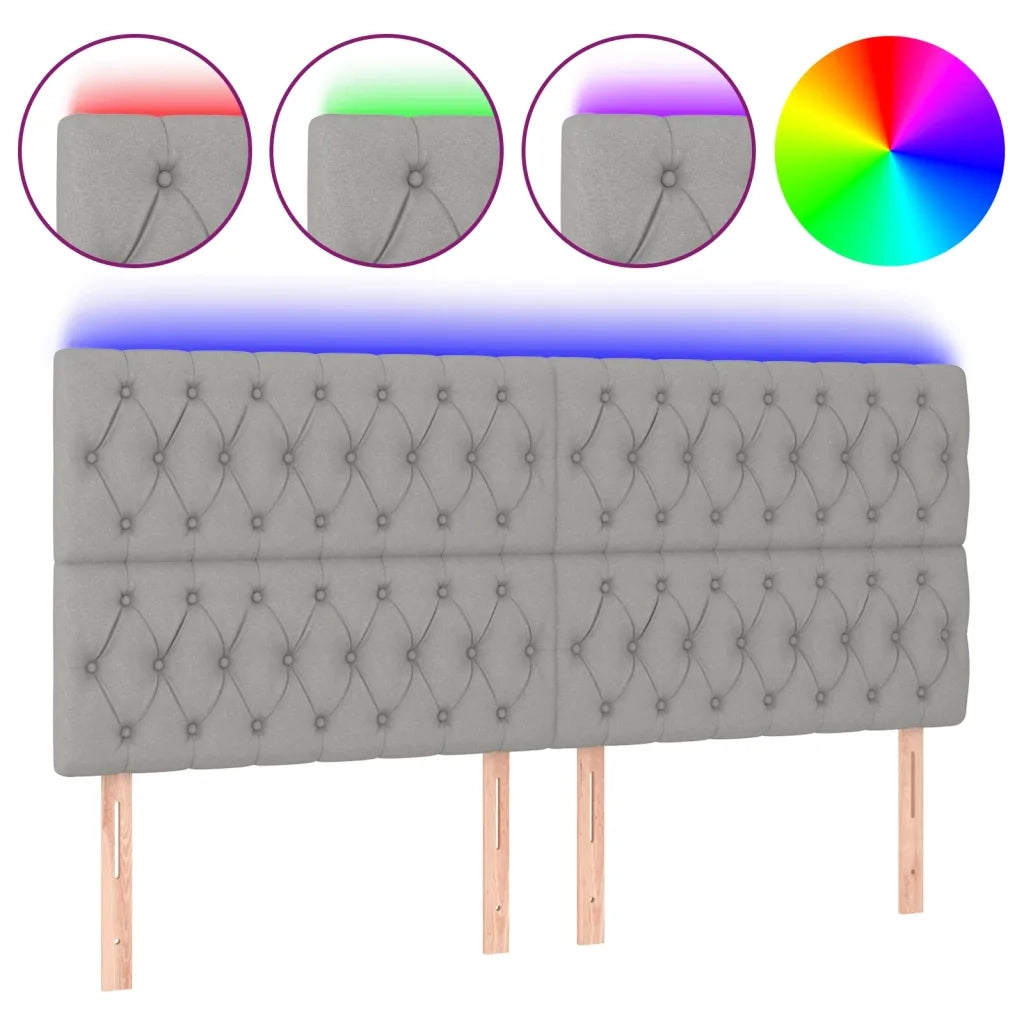 Testiera a LED Grigio Chiaro 200x7x118/128 cm in Tessuto 3122782