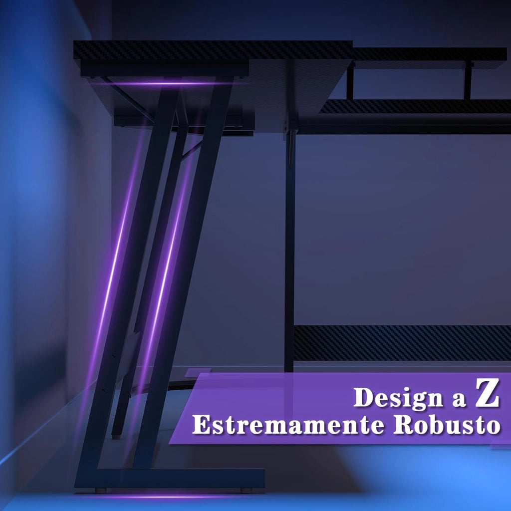 120 x 120 cm Scrivania Gaming Angolare, Scrivania Angolare con Supporto per Monitor per Lo Studio, Il Gioco E Il Lavoro, Scrivania Gaming Ergonomica(Carbonio Nero)