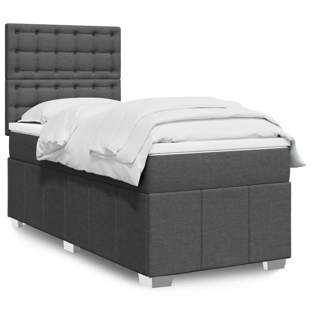 Giroletto a Molle con Materasso Grigio Scuro 100x200 cm Tessuto 3291594