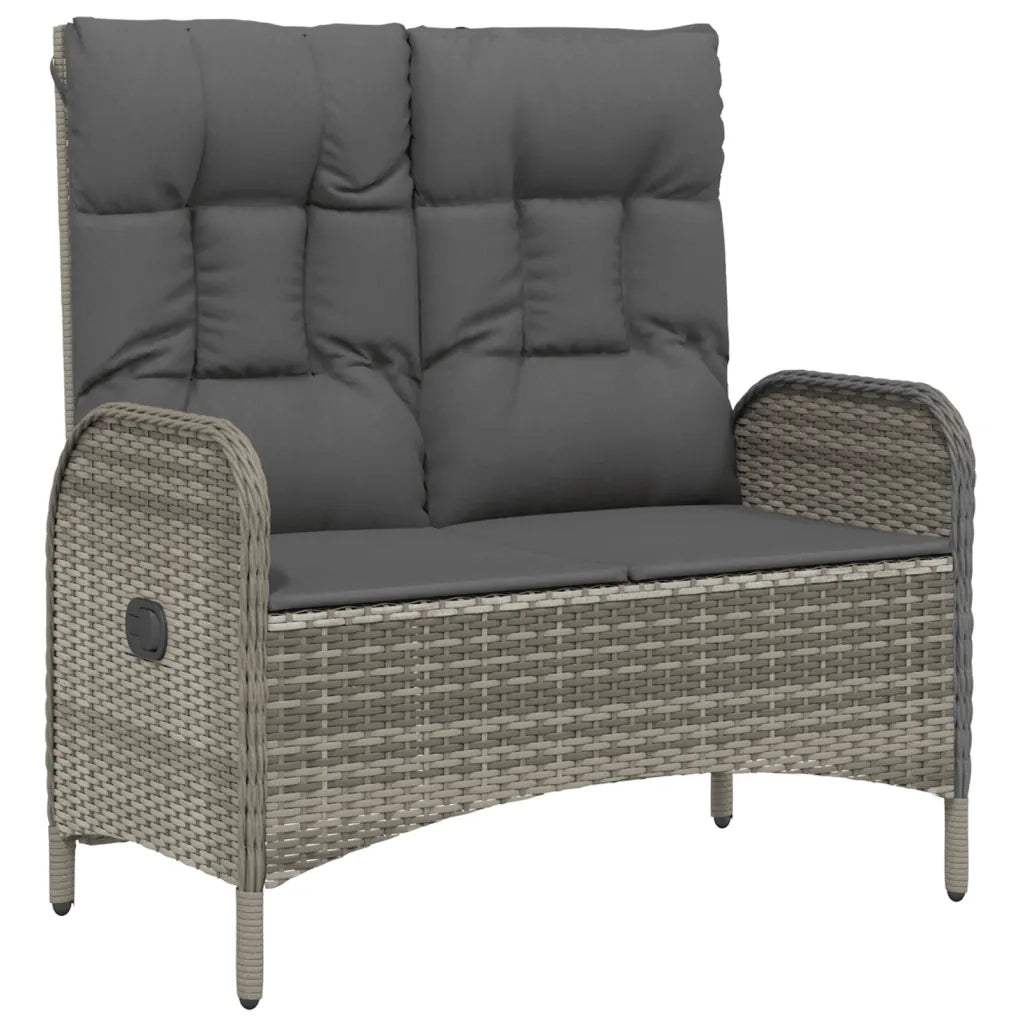 Set da Pranzo da Giardino 2 pz con Cuscini in Polyrattan Grigiocod mxl 77094