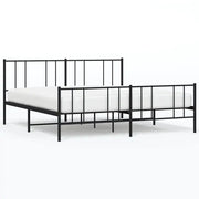 Letto matrimoniale | Letto per adulti | Giroletto senza Materaso con Pediera in Metallo Nero 180x200 cm