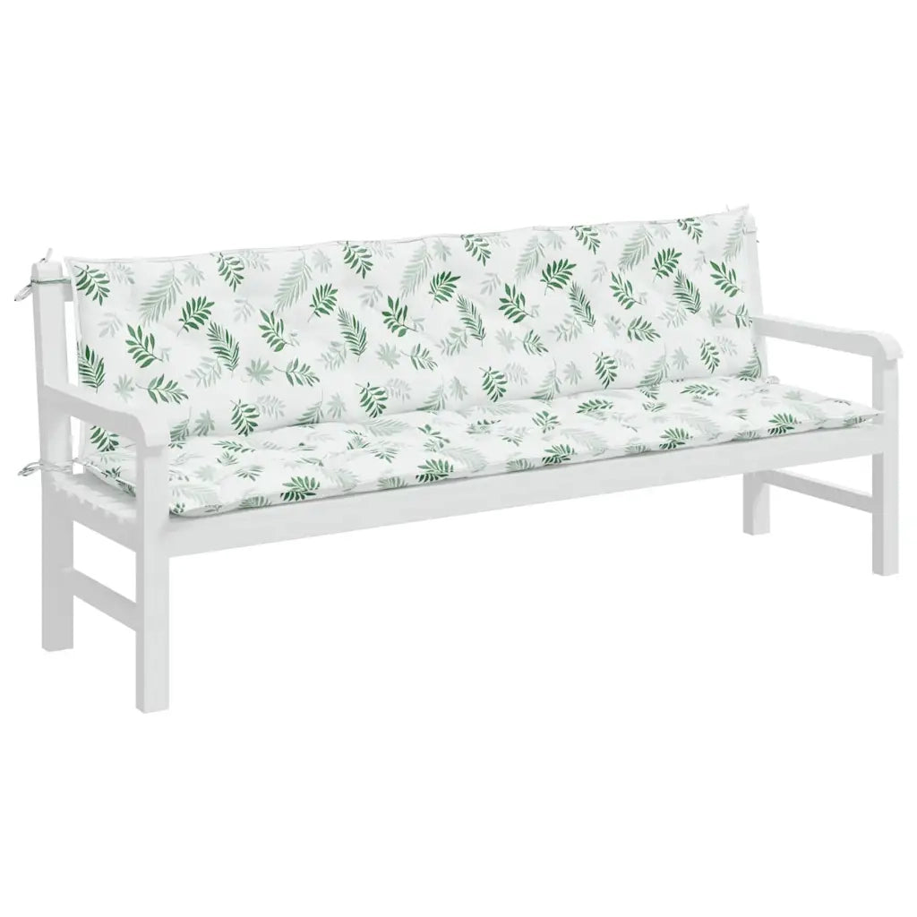 Cuscini Panca Giardino 2 pz Motivo a Foglie 200x50x7 cm Tessuto 361750
