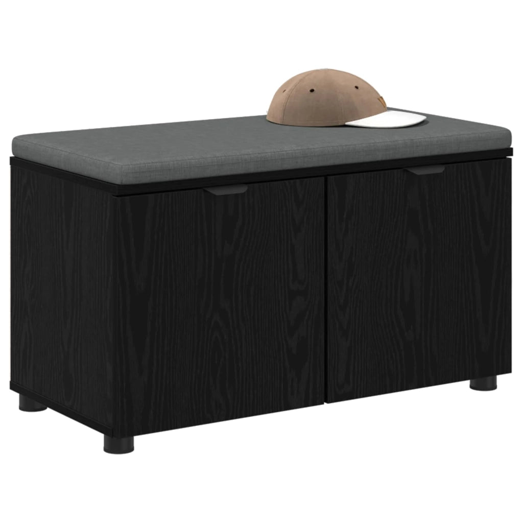 Panca per ingresso con cuscino Rovere Nero 80 x 38 x 46 cm