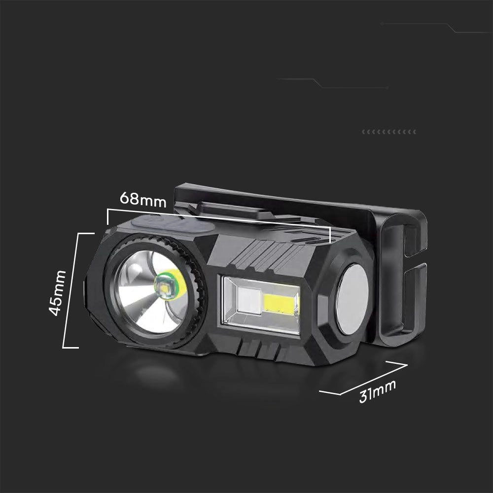 Torcia frontale/bici LED RGB 190lm USB-C IP43 V-TAC