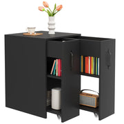 Mobiletto contenitore con 2 moduli estraibili e 3 vani - per studio - 52x50x75 cm - in truciolato - nero