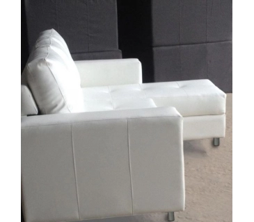 Divano 3 posti con pouf reversibile dx/sx in ecopelle bianco 205cm Sicorage Sufly