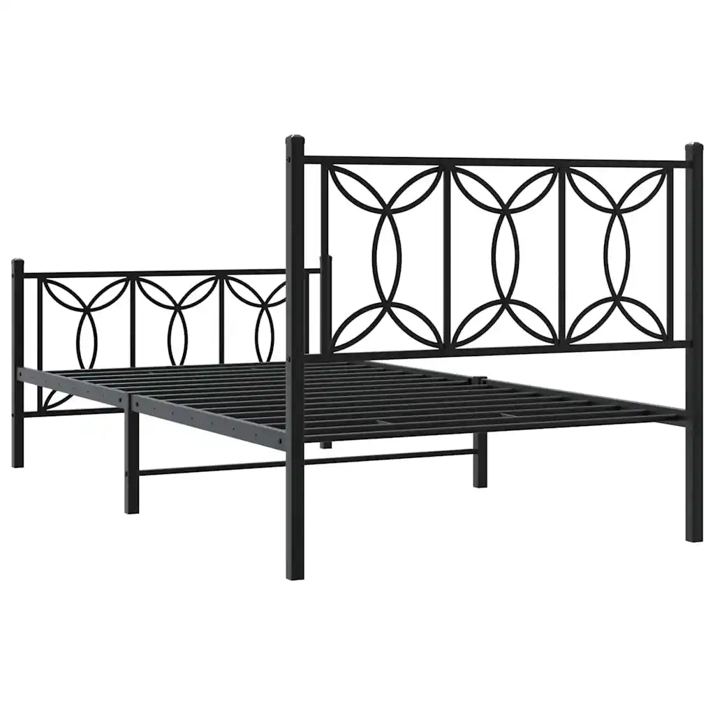 vidaXL Giroletto con Testiera e Pediera Metallo Nero 100x200 cm
